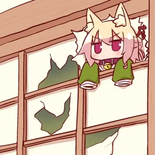 ❤️ Аниме, Девушка-кошка, Разбитое окно, Милый, Каваий telegram sticker