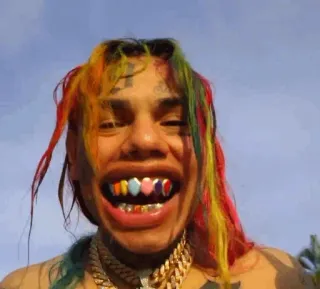 🧑‍🎤 6ix9ine rappeur, musique, cheveux arc-en-ciel, dents en or telegram sticker