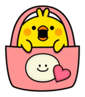 ❤ fofo, pintinho, amarelo, rosa, coração, emoji, desenho animado, kawaii telegram sticker
