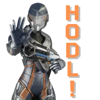 ✋ HODL! Ficção científica, Futuro, Soldado, Arma, Armadura, Hodl, Cripto telegram sticker
