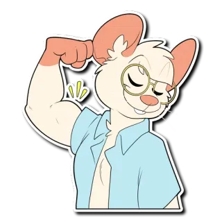 💪 animal, rato, óculos, desenho animado, fofo, forte, músculo, ilustração telegram sticker