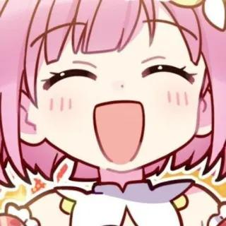 😄 Anime, Fofo, Mangá, Garota, Kawaii, Cabelo rosa, Desenho animado, Feliz whatsapp sticker