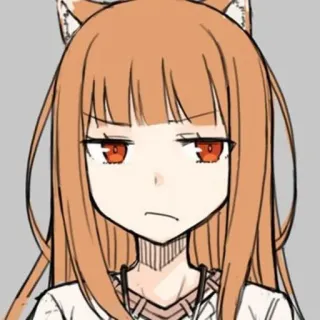 😠 Holo Spice and Wolf anime, holo, spice and wolf, wolf ears, fox ears, manga telegram sticker