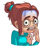 😨 ängstlich, verängstigt, besorgt, Cartoon, Frau, furchtsam, gestresst telegram sticker