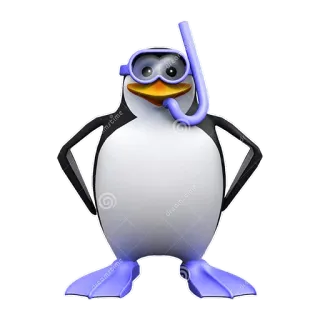 🏊 chim cánh cụt, ống thở, lặn, hoạt hình telegram sticker