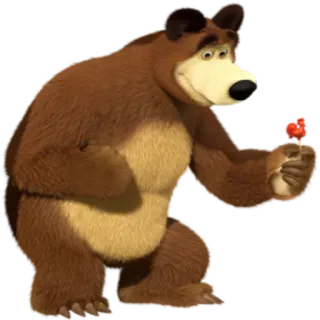 🍭 Bear Masha and the Bear beruang, kartun, Masha and the Bear, binatang, imut, permen lolipop telegram sticker