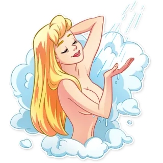 🚿 Frau, Dusche, Baden, Seife, Cartoon, Illustration telegram sticker