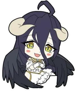 😊 Albedo Overlord anime, chibi, cute, cartoon, demon telegram sticker