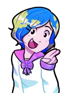 ✌️ Earth-chan Anime, Terra, Mangá, Planeta, Kawaii telegram sticker