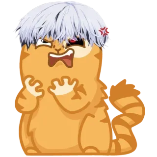 😡 Ken Kaneki Tokyo Ghoul 고양이, 애니메이션, 도쿄 구울, 카네키, 화난, 스티커 telegram sticker