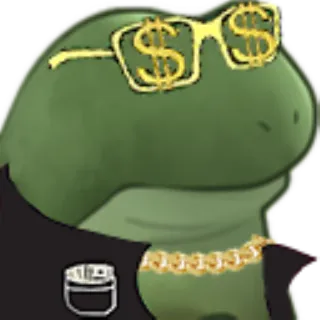 🧑 frog, money, sunglasses, chain, rich, dollar, gangster telegram sticker