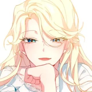 🪞 woman, blonde hair, blue eyes, cartoon, female, anime, art telegram sticker