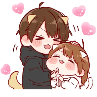🐾 Anime, Pasangan, Imut, Kawaii, Kartun, Cinta, Kasih sayang whatsapp sticker