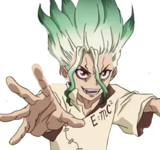 😈 Senku Ishigami Dr. Stone E=mc^2 อนิเมะ, Dr. Stone, เซ็นคู, E=mc2, วิทยาศาสตร์, ตัวละคร telegram sticker