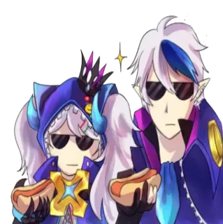 😎 anime, characters, sunglasses, hot dogs, cute, kawaii, cartoon telegram sticker