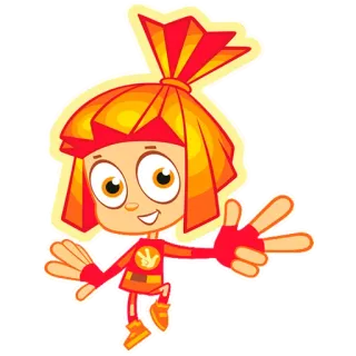 ✌️ 卡通, 角色, 橙色, 友好的 telegram sticker