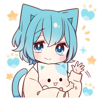👋 อนิเมะ, คาวาอิ, แมว, น่ารัก, การ์ตูน telegram sticker