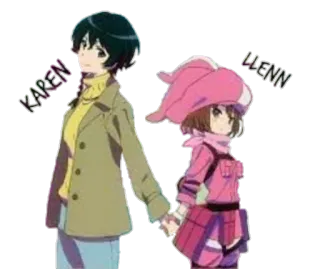 🤝 Karen Kohiruimaki Sword Art Online Alternative Gun Gale Online KAREN ILLENN Anime, Postacie, Sword Art Online, Gun Gale Online, Karen Kohiruimaki, Llenn telegram sticker