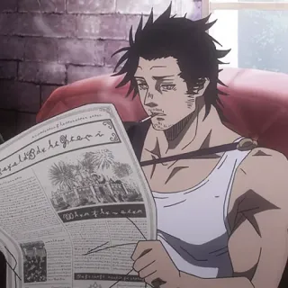 ☘️ Yami Sukehiro Black Clover Anime, Black Clover, Yami, Yami Sukehiro, Zeitung, Zigarette whatsapp sticker