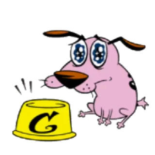 🍲 Courage Courage the Cowardly Dog การ์ตูน, หมา, หมาน้อยผู้กล้าหาญ, สีเหลือง, สีชมพู telegram sticker