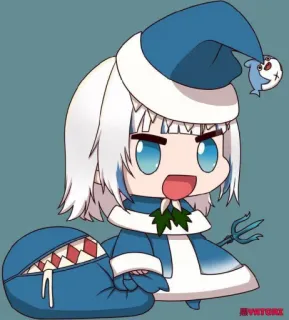 🎅 Gawr Gura Anime, Chibi, Requin, Vtuber, Gawr Gura, Mignon, Noël whatsapp sticker