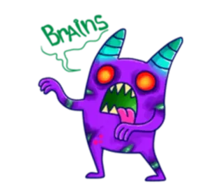 🎃 Monster, Cartoon, Kreatur, Illustration, Lila whatsapp sticker