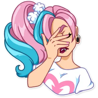🤦 Mädchen, Facepalm, pinke Haare, Cartoon, Sticker telegram sticker