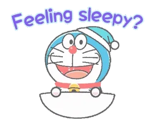 💬 Doraemon Feeling sleepy? hoạt hình, buồn ngủ, dễ thương, mèo, anime telegram sticker