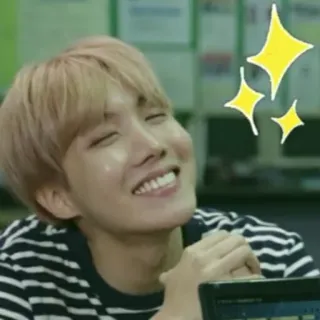 ✨ J-Hope K-pop, BTS, J-Hope, senang, berkilau, senyum telegram sticker