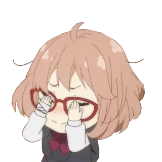 🙈 anime, girl, chibi, kawaii, glasses, cute whatsapp sticker