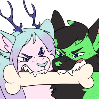😡 furry, anthro, bone, fighting, arguing, snarling, animal, fictional, cute telegram sticker