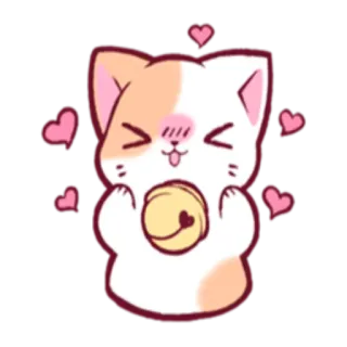 😍 Katze, kawaii, süß, Tier, Herz, Glocke, Sticker whatsapp sticker
