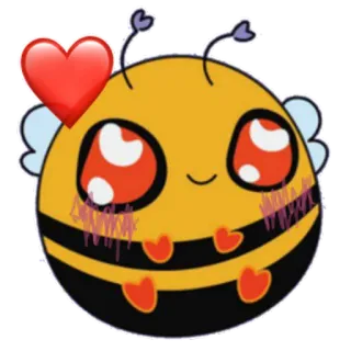 ❤ abelha, fofo, coração, desenho animado, kawaii telegram sticker