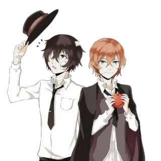 🖤 Osamu Dazai, Chuuya Nakahara Bungo Stray Dogs Anime, Manga, Personnages, Art telegram sticker