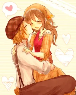 😘 Мультфильм, Любовь, Пара, Романтика, Объятия, Иллюстрация telegram sticker