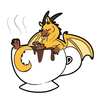 ☕ naga, kartun, cangkir, kopi, hewan, fantasi, mug, imut telegram sticker