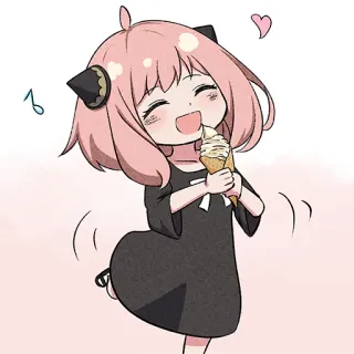 🍦 Anya Forger Spy × Family Anya Forger, Spy × Family, animé, dessin animé, glace, mignon, joyeux telegram sticker