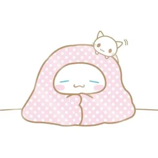 🌟 süß, Cartoon, schläfrig, Katze, kawaii, Decke telegram sticker