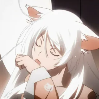 😺 Anime, Katzenmädchen, Nekomimi, Niedlich, Ohren, Weißes Haar telegram sticker
