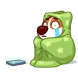 😭 dog, sad, crying, blanket, cartoon, worried, scared telegram sticker
