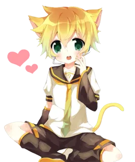 ❤ anime, cat ears, cute, kawaii, boy, manga telegram sticker