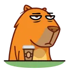 😡 Capivara, Animal, Desenho animado, Café, Relaxar, Chill telegram sticker