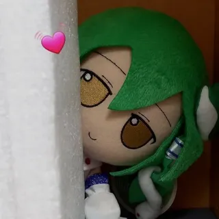 🥰 Плюш, Аниме, Милый, Зеленые волосы, Сердце, Кукла telegram sticker