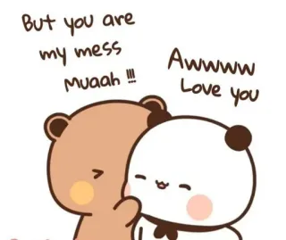 ❤️ But you are my mess Muaah !!! Awwww Love you mignon, ours, panda, amour, dessin animé telegram sticker
