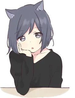 😒 anime, gadis, telinga kucing, lucu telegram sticker