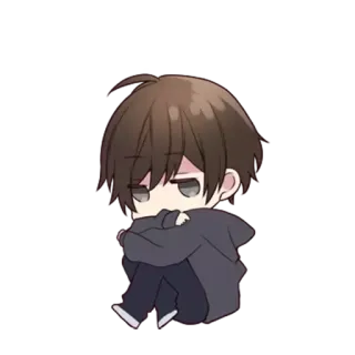 😔 anime, sad, lonely, cartoon, chibi, boy telegram sticker