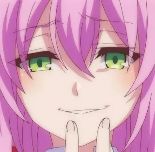 💊 Anime, arrogant, pinke Haare, grüne Augen, frech, Cartoon telegram sticker