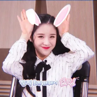 🐰 깜찍 토끼 다람쥐 최지! mignon, oreilles de lapin, coréen, souriant, femme telegram sticker
