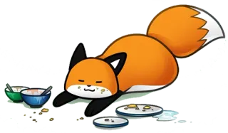 😋 zorro, lindo, animal, dibujos animados, comida, snack, acostado telegram sticker