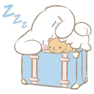 💤 Cinnamoroll ZZZ Cinnamoroll, sleeping, kawaii, cute, cartoon, Sanrio, box, teddy bear telegram sticker